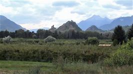 The two castles of Sion, Valère and Tourbillon, seen on the approach to Sion, 47.3 miles into the ride